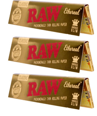 3 PACKS RAW Classic Ethereal KING SIZE SLIM Phenomenall Rolling Paper - VEGAN