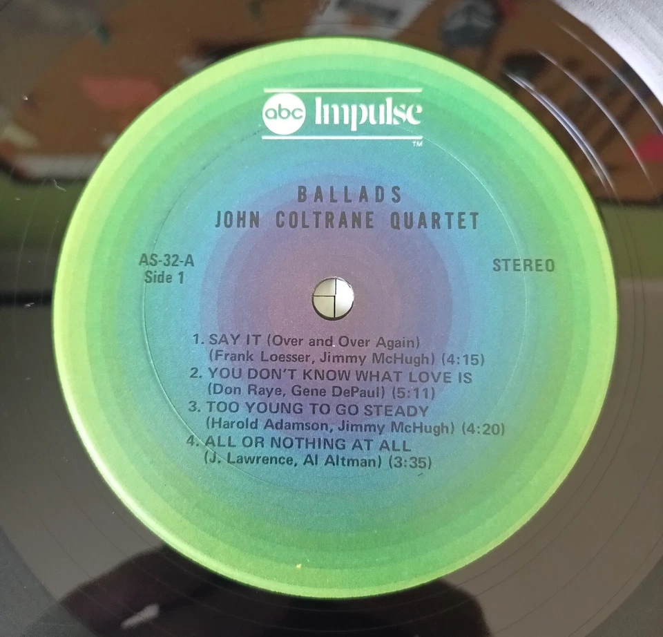John Coltrane Quartet Ballads Vinyl Lp 1976 Reissue Ultrasonic Clean EX/VG+ - Image 3 of 4