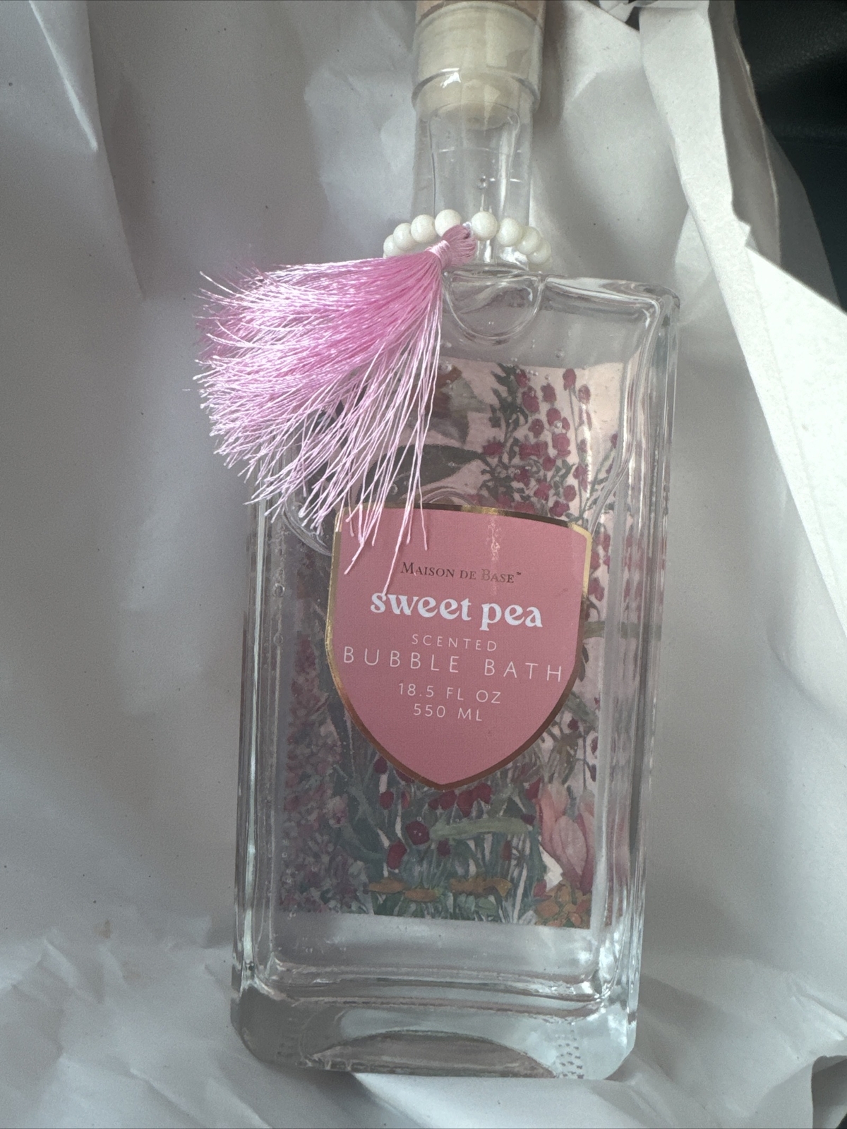 Maison de base Sweet pea Bubble bath Glass bottle Tassel 18.5 FZL OZ