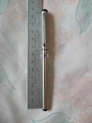 PENTEL 0.3MM SILVER ANODIZE ALUMINUM ROLLER REFILLABLE  PEN MADE IN JAPAN NEW