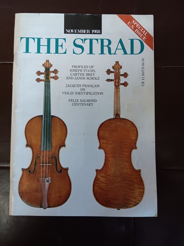 The Strad Magazine -  November 1988- Violin Strings - Joseph Fuchs,Carter Brey