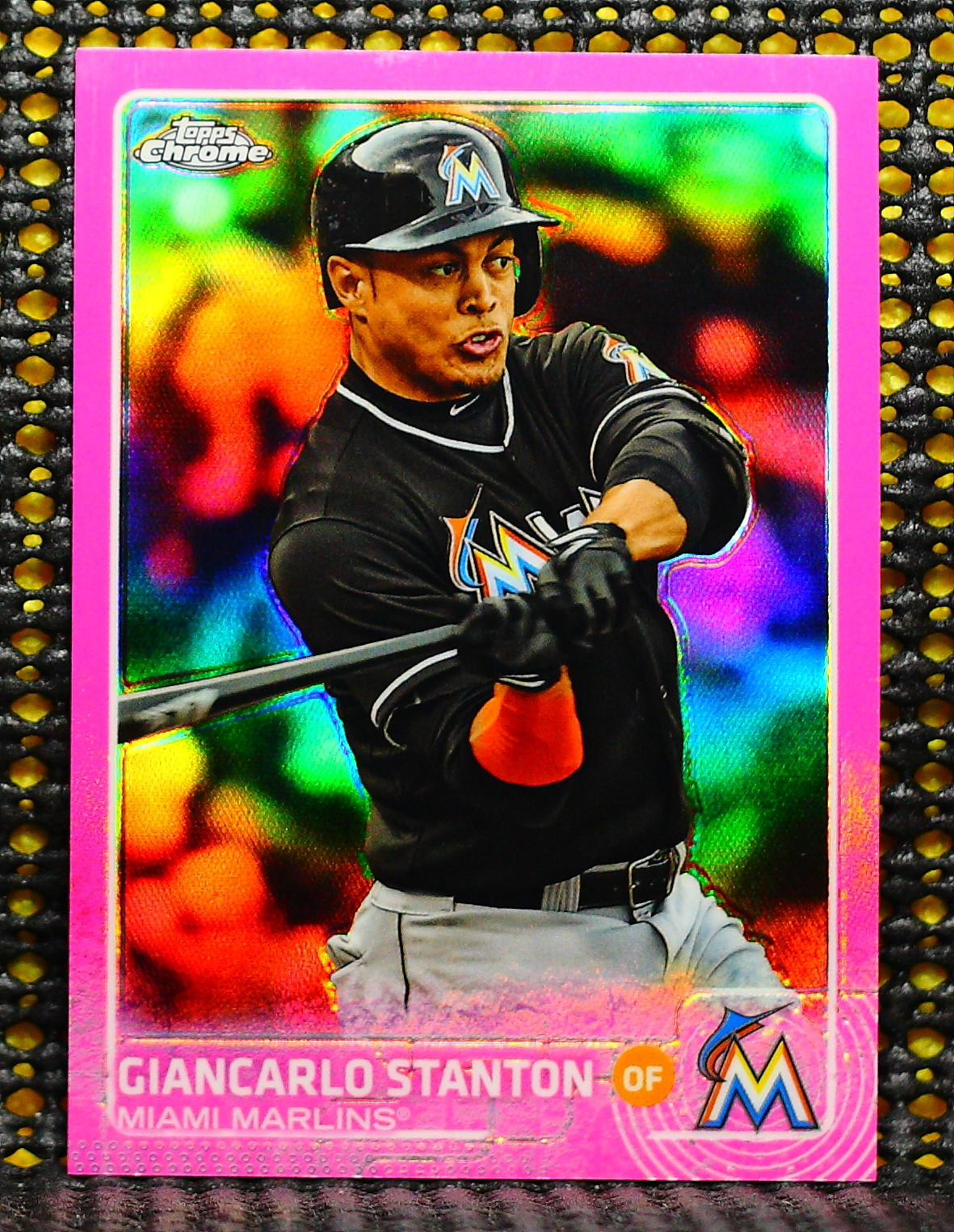 GIANCARLO STANTON   -  2015 TOPPS CHROME PINK REFRACTOR   #65