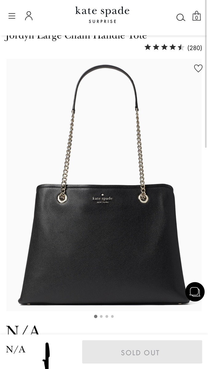 Kate Spade Jordyn Large Chain Handle Tote BLACK LEATHER $399