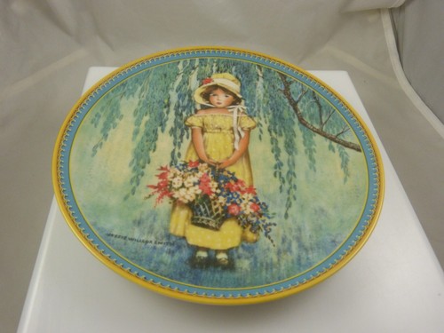 Vintage 1986 Edwin Knowles Limited Ed Osterteller Mädchen Blumen