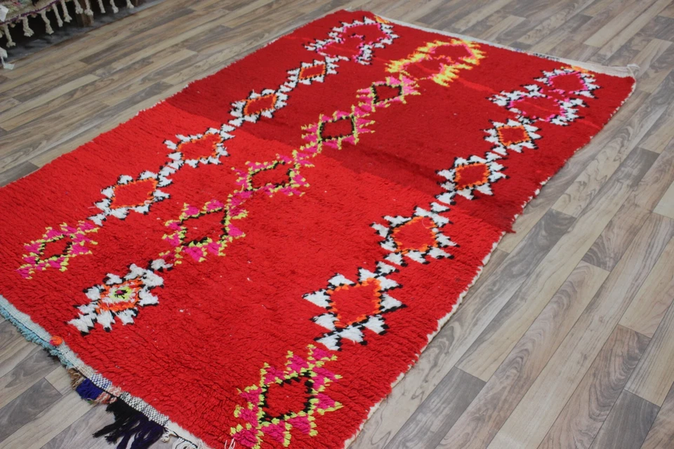 Alfombra roja vintage alfombras bereberes alfombras bereberes vintage, alfombra roja marroquí vintage Foto 2 de 4