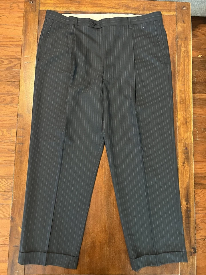 Traje Murano Negro Rayas 46R Lana Seda Cachemira 17/34 Camisa 40x29 Foto 2 de 4