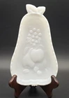 Vintage Hazel-Atlas Pear Fruit Milk Glass Spoon Rest 8 Inches