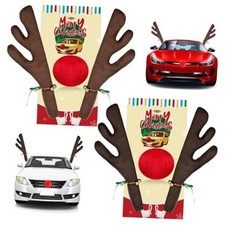 Car Antlers For Christmas With Nose Christmas Decoration Reindeer 2 Pack