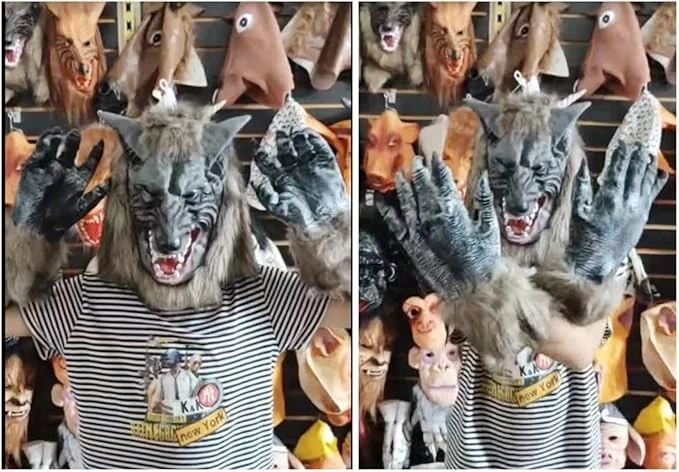 Guantes de hombre lobo de Halloween garras de lobo de miedo guantes Halloween festival de animales cos Foto 2 de 4