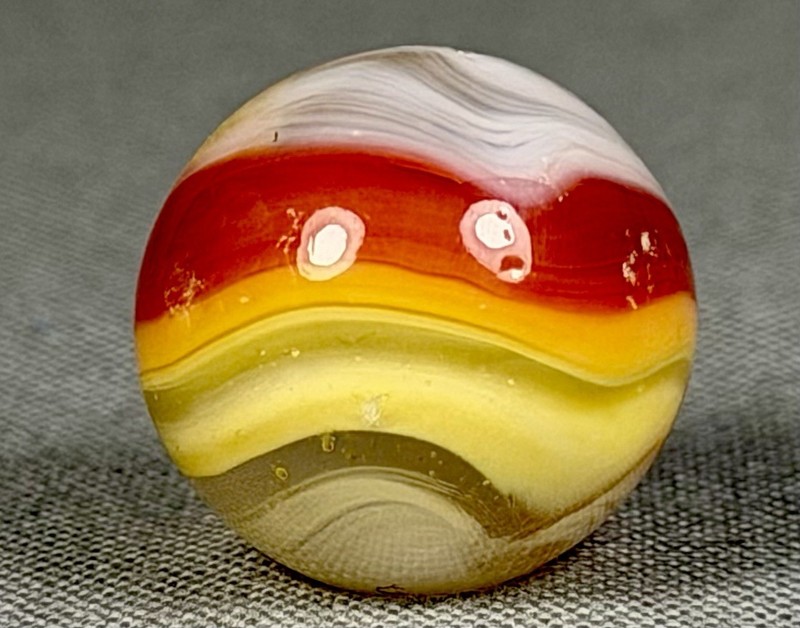 AKRO AGATE 21/32" NEAR MINT POPEYE HYBRID MARBLE KILLER RED & ORANGE