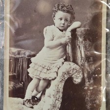 VTG 1881 Mlle Chauviot CDV Portrait Photo Victorian Girl On Chair Antique 1800s