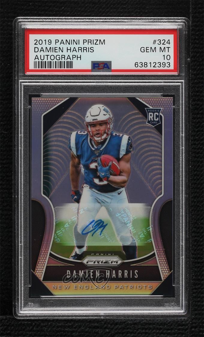 2019 Panini Prizm Rookies Silver Damien Harris #324 PSA 10 GEM MT Rookie Auto RC