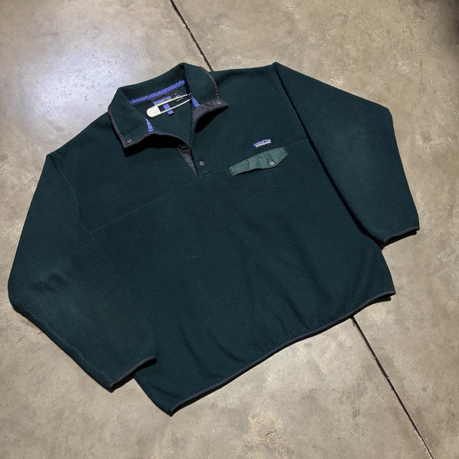 Vintage 90s Patagonia Synchilla Men XL Hunter Green Snap T Fleece Jacket USA thumbnail 2