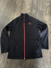 Spyder Full Zip Black Sweater jacket full zip red detail size XL 18 boys