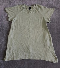 Gap Maternity Split Neck Swing Dress Women XL Green Short-Sleeve Ruffled Collar
