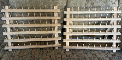 Two (2) Prym 60 Spool Wooden Thread Rack/Thread Holder Organizers -- Mint!
