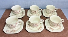 (6) MIKASA Continental Ivory F4007 Tivoli Garden ~ Coffee/Tea Cup & Saucer Sets