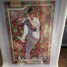 Topps 2024 Series 1 Jack Perkins Rookie Green & Pink Polka Dots #206 Athletics