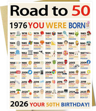 Happy 50th Birthday Gifts for Women Men, Big 50 Years Old Birthday Card for Him