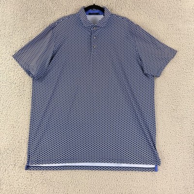 Greyson Golf Polo Shirt Mens XL Blue Wolf Print Stretch Short Sleeve Performance