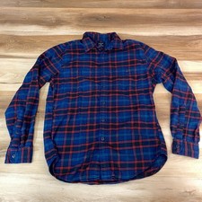 J.Crew Flannel Shirt Mens Small Plaid Button Up Blue Red Green Long Sleeve