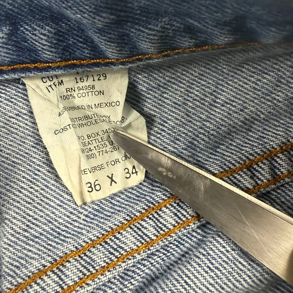 Kirkland Signature Jeans Men 36x34 Blue Denim High Rise Relaxed Fit Straight Leg - Image 4 of 4