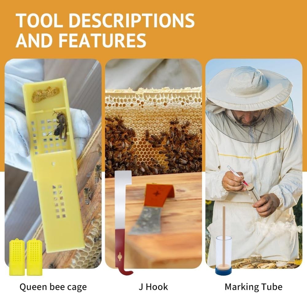 20Pcs Beekeeping Supplies,Bee Keeping Starter Kit,Bee Keeping Supplies,All Be...