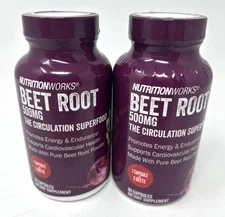NutritionWorks ® Beet Root Circulation Superfood 90 Capsules 500mg Lot Of 2