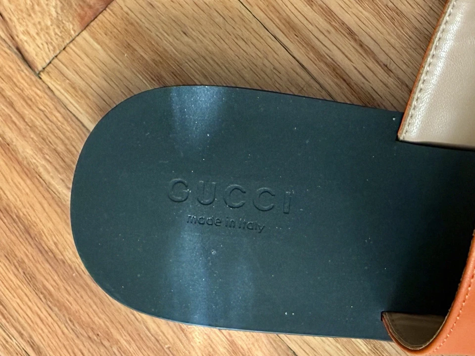 Nuevo - Sandalias de Tanga GUCCI GG Marmont Piel de Becerro - Naranja Profundo Talla 11.5 EE. UU. y 42 UE Foto 3 de 4