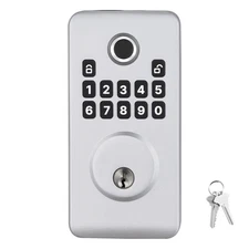 Uimoso Fingerprint Door Lock Biometric Electronic Deadbolt with Ergonomic Silver