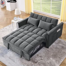 NEW 3-in-1 Convertible Pull Out Sofa Bed Modern Loveseat Sleeper Sofa in Gray
