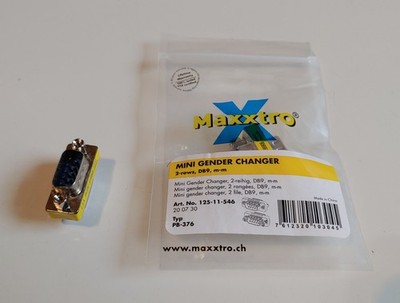 Maxxtro serieller Mini Gender-Changer m-m 2-reihig DB9 Neu und OVP