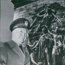 1952 General Dwight Eisenhower Paris France Army Arch 6X6 Historic Vintage Photo