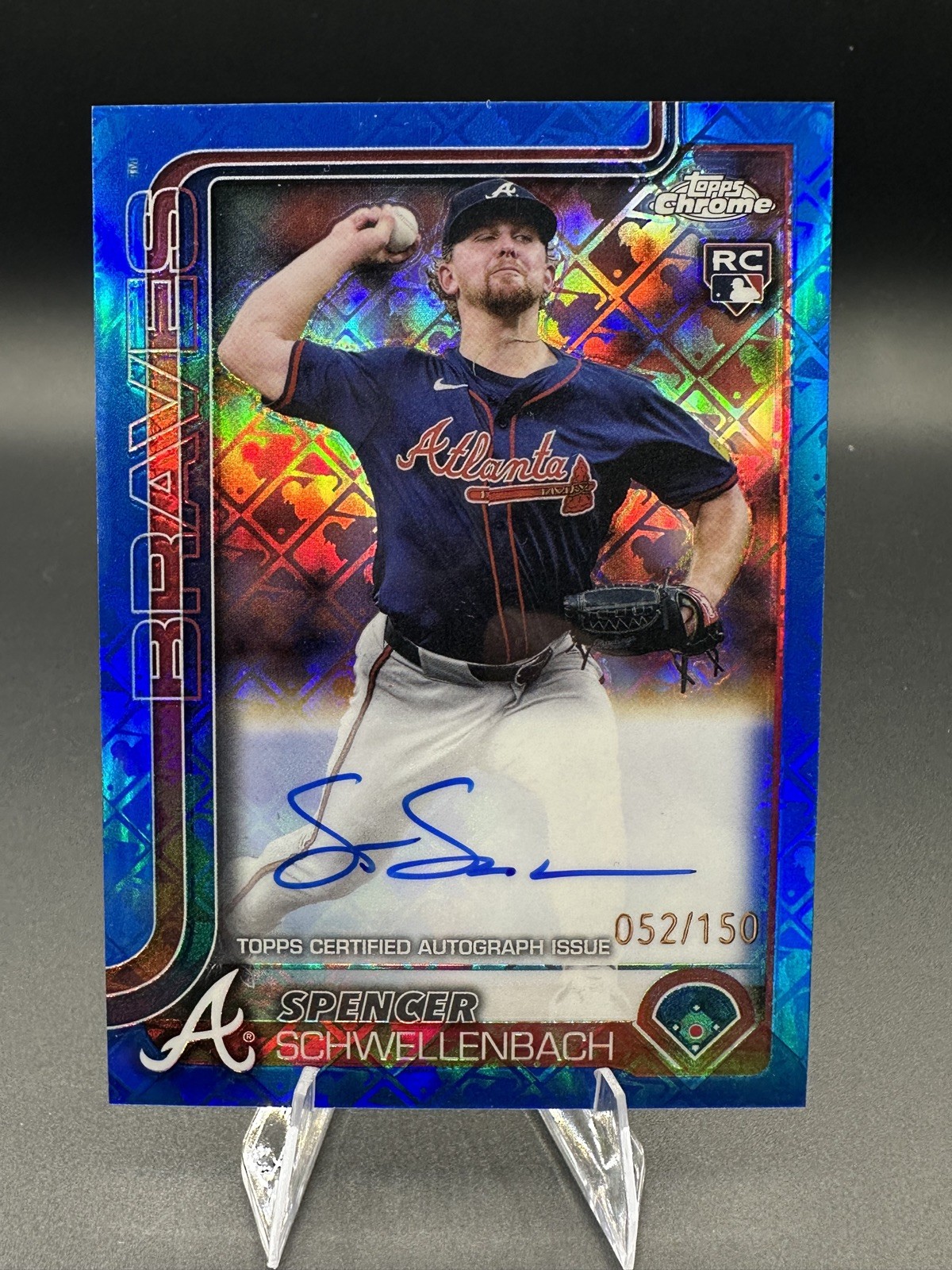 Spencer Schwellenbach RC Auto 2025 Topps Chrome LOGOFRACTOR #RA-SS Blue /150