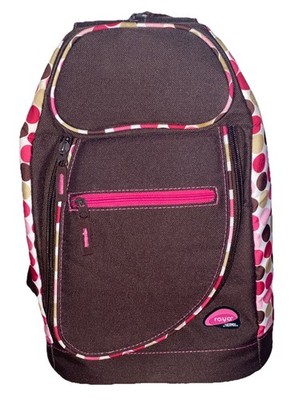 Raya By Thermos Insulated Backpack BROWN/ PINK Polka Dot Lunch Cooler Rare
