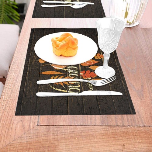 Thanksgiving Fall Placemats for Dining Table Set of 4 Washable 12x18 Inch PVC... - Picture 6 of 7