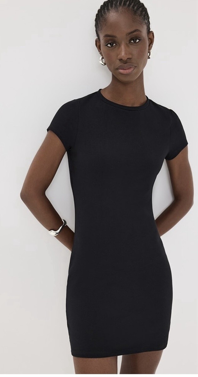 REFORMATION Nadia Organic Cotton Knit Mini Dress Size Small - Short Sleeve  Black | eBay