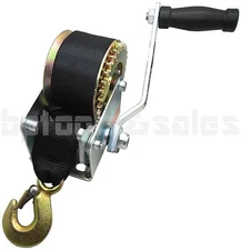 600lbs Hand Winch Hand Crank Strap Gear Winch ATV Boat Trailer Heavy Duty Black