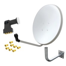 Impianto satellitare 60 cm digitale Octo LNB + supporto a parete 45 cm 4K HD ...