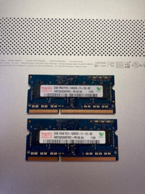 Lot De 2 Barrettes Mémoire Hynix 4Go (2x2Go) DDR3 SO-DIMM PC3-12800S - Testées