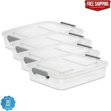 (4 pack) Sterilite 6.2 Qt. Modular Latch Box Plastic, Titanium