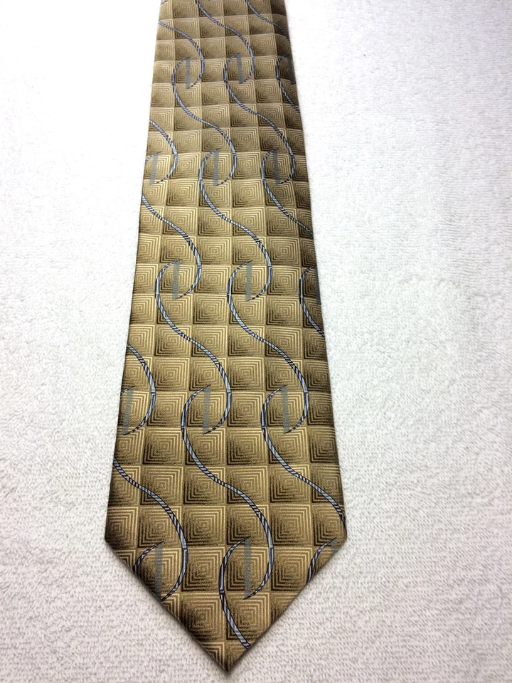 Gravata masculina Steven Land marrom e flexível com cinza e preto nova sem etiquetas 4 x 61 - Imagem 2 de 4