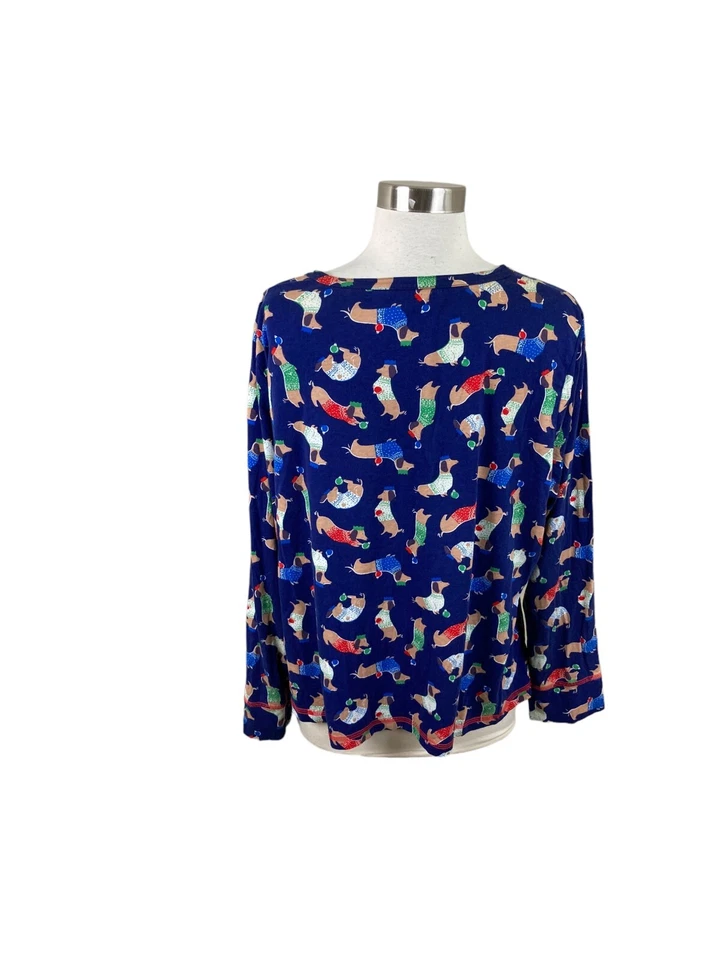 Top de pijama Boden Alba azul marino Dachshund perro vacaciones talla EE. UU. 10 Foto 4 de 4