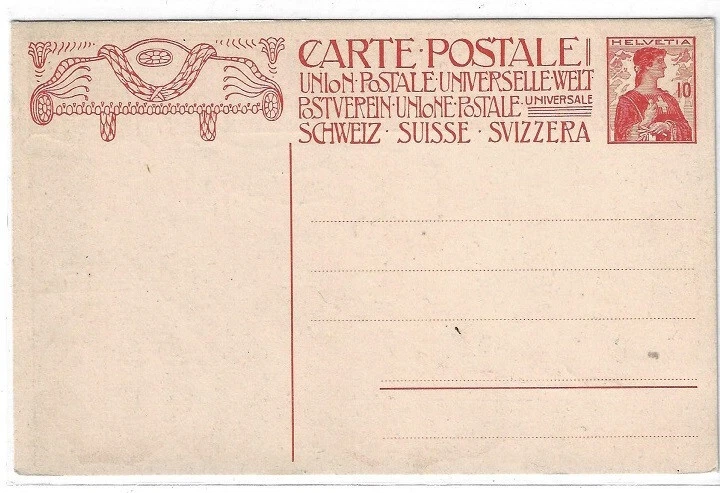 Suiza: 1909; Papelería Postal alegoría monumento inauguración, EBSW34 Foto 2 de 2