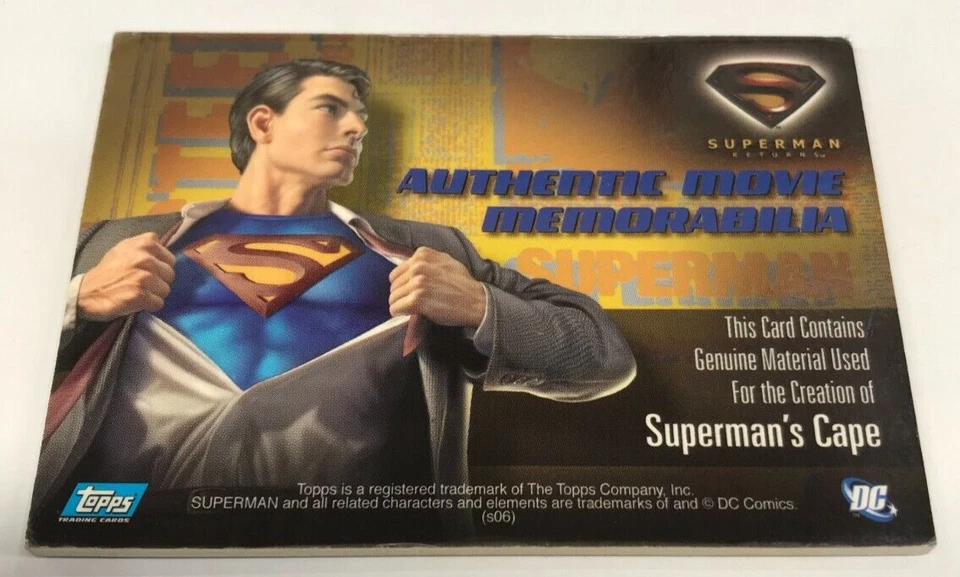 2006 SUPERMAN RETURNS TRADING CARD COSTUME CARD SUPERMAN'S CAPE - Image 2 of 2