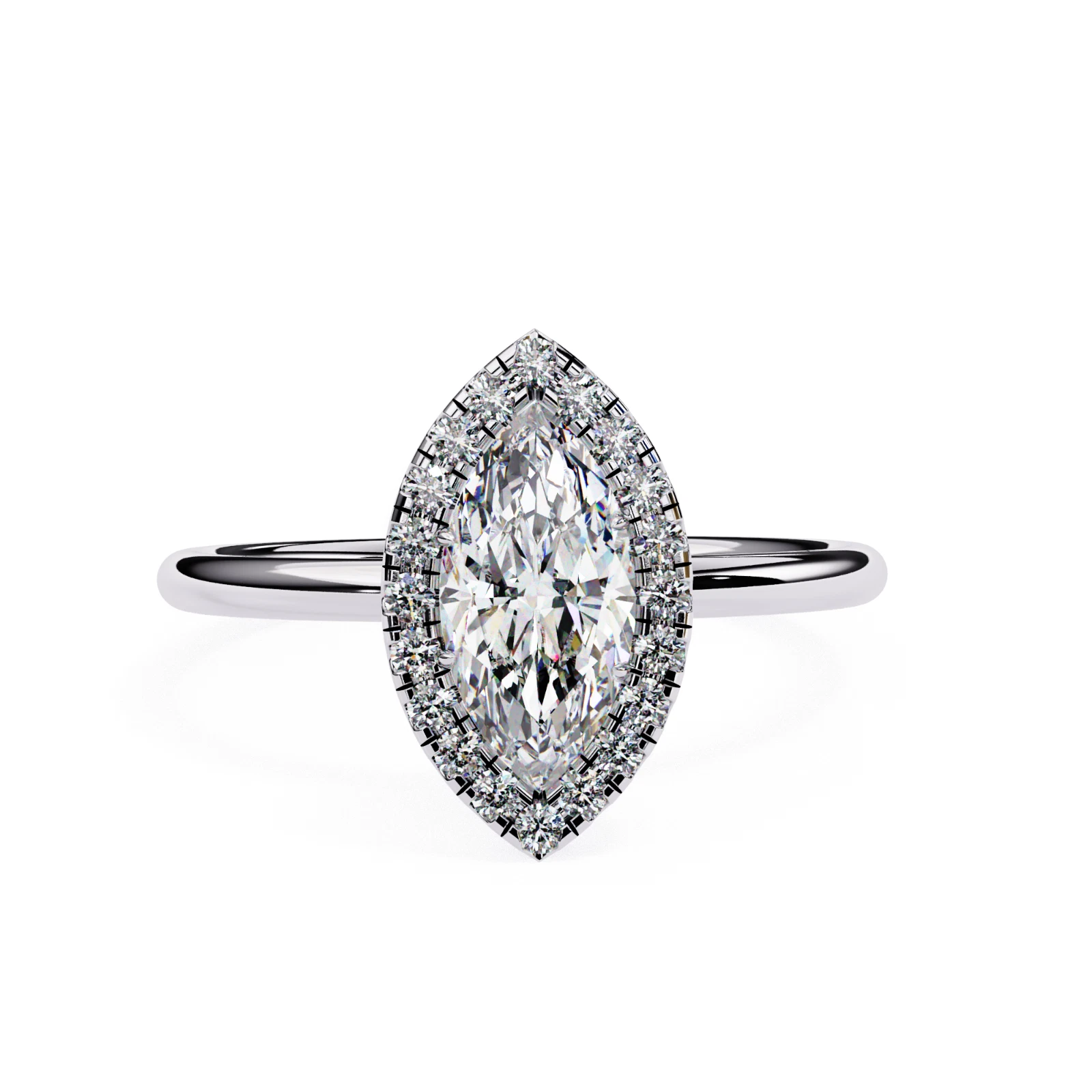 0.98 CT Marquise Lab Grown Diamond Engagement Ring IGI Certified 14k Gold image-1