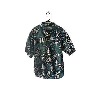 Straight Down Clothing Company Vintage 90s Size M Green Printed Button Up Shirt