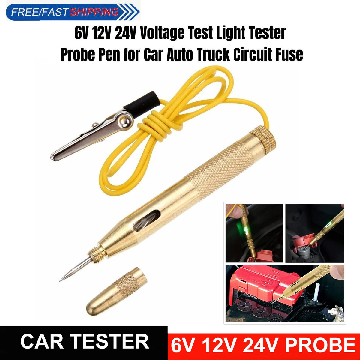 Stylo De Testeur De Tension De Circuit,Testeur Tension Automobile  6V/12V/24V Testeur De Circuit