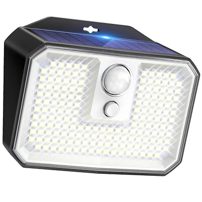 CLAONER 168 LED Solar Power Wall Lights PIR Motion Sensor Outdoor Security Lamp