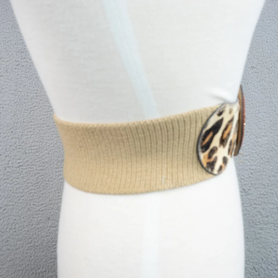 Anne Klein for Calderon Belt Womens S Leopard Leather 3" Wide Stretch - Image 4 of 4
